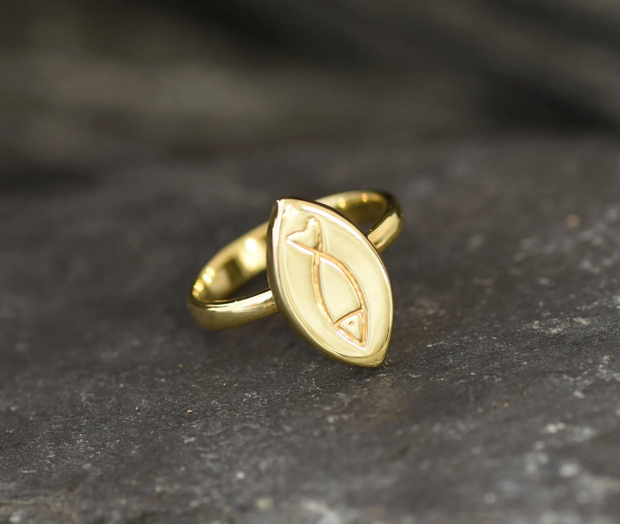 Gold Fish Ring - Gold Pisces Ring, Fish Ring