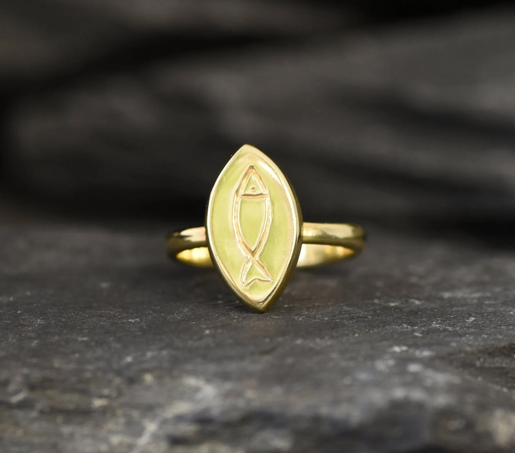 Gold Fish Ring - Gold Pisces Ring, Fish Ring