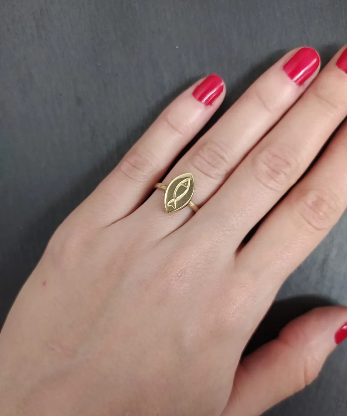 Gold Fish Ring - Gold Pisces Ring, Fish Ring