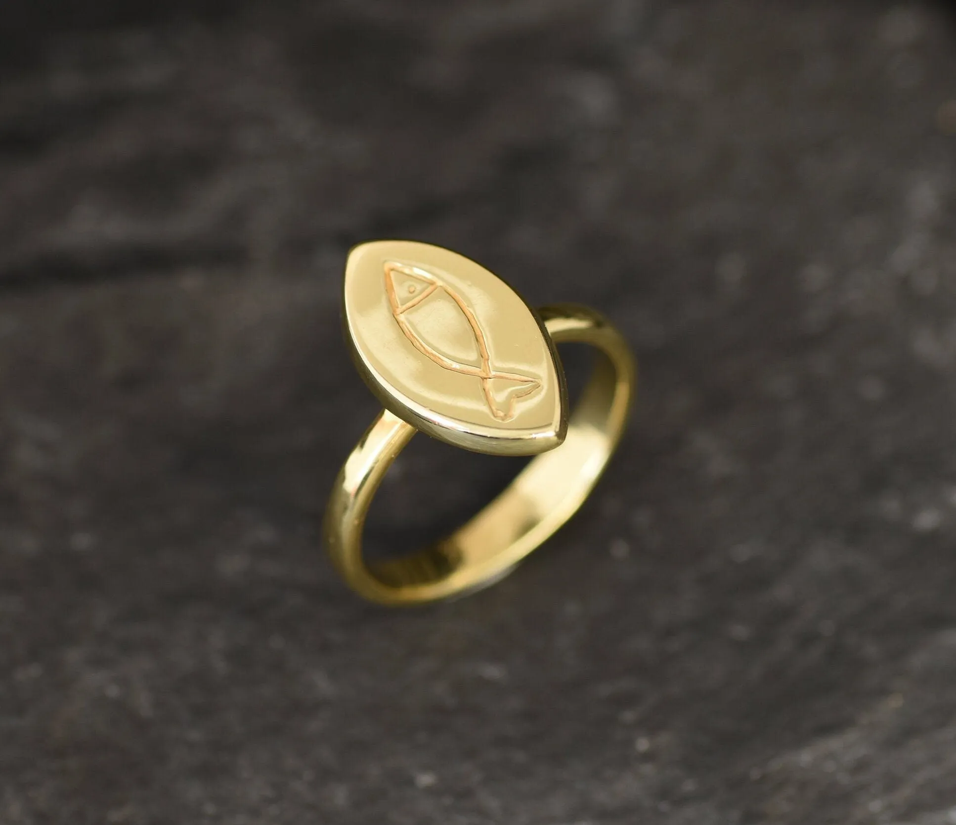 Gold Fish Ring - Gold Pisces Ring, Fish Ring