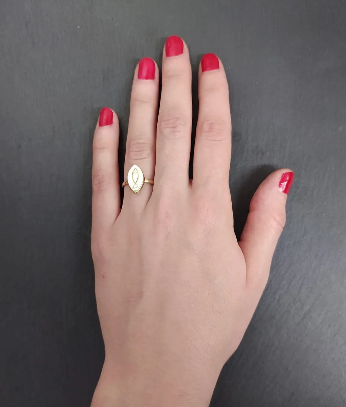 Gold Fish Ring - Gold Pisces Ring, Fish Ring