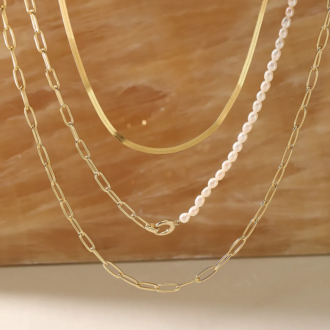 Gold Flat Snake Chain Necklace