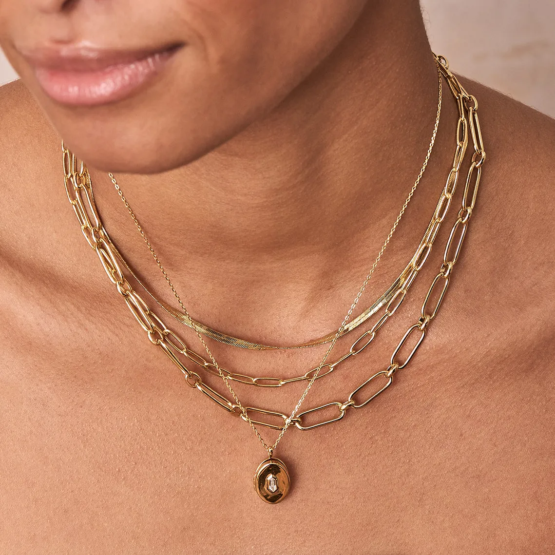 Gold Flat Snake Chain Necklace