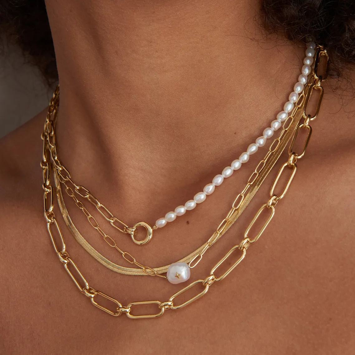 Gold Flat Snake Chain Necklace