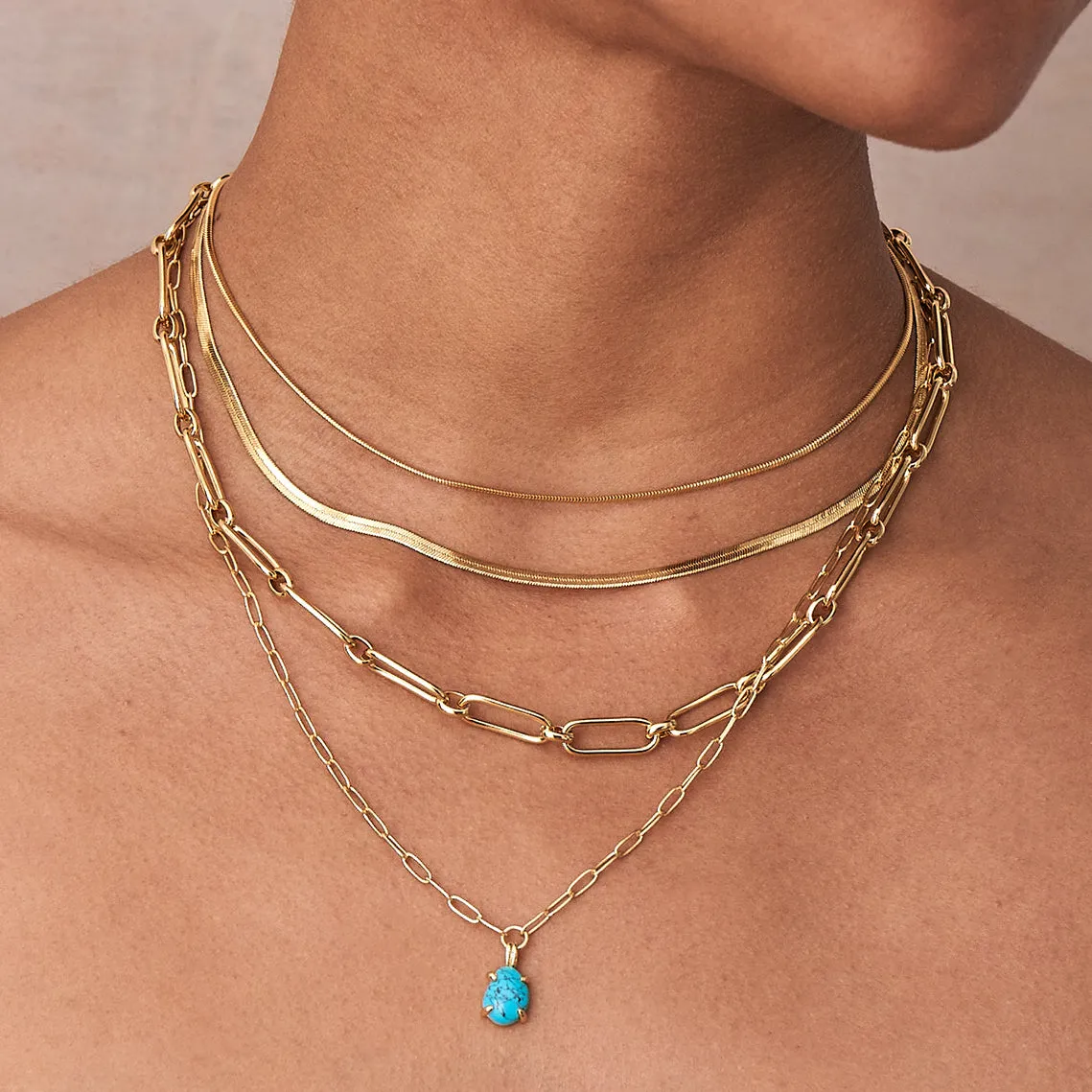 Gold Flat Snake Chain Necklace