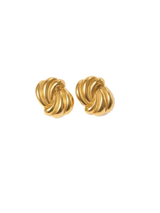 Gold Knot Earrings 18K Gold Plated Big Stud Earrings Vintage Style Statement Women's Jewelry