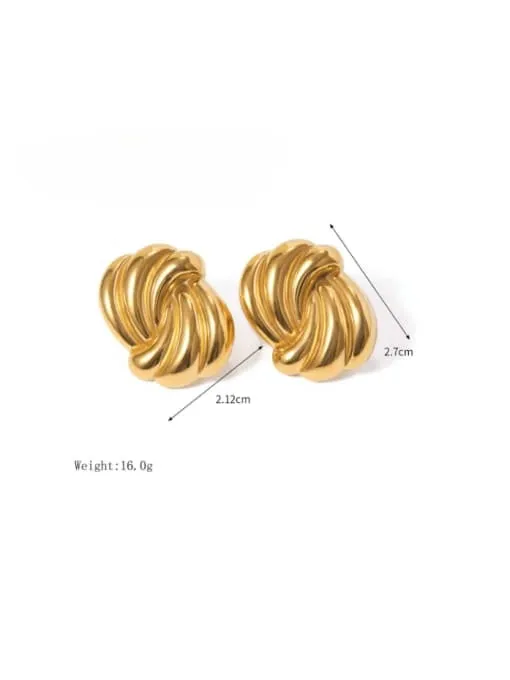 Gold Knot Earrings 18K Gold Plated Big Stud Earrings Vintage Style Statement Women's Jewelry