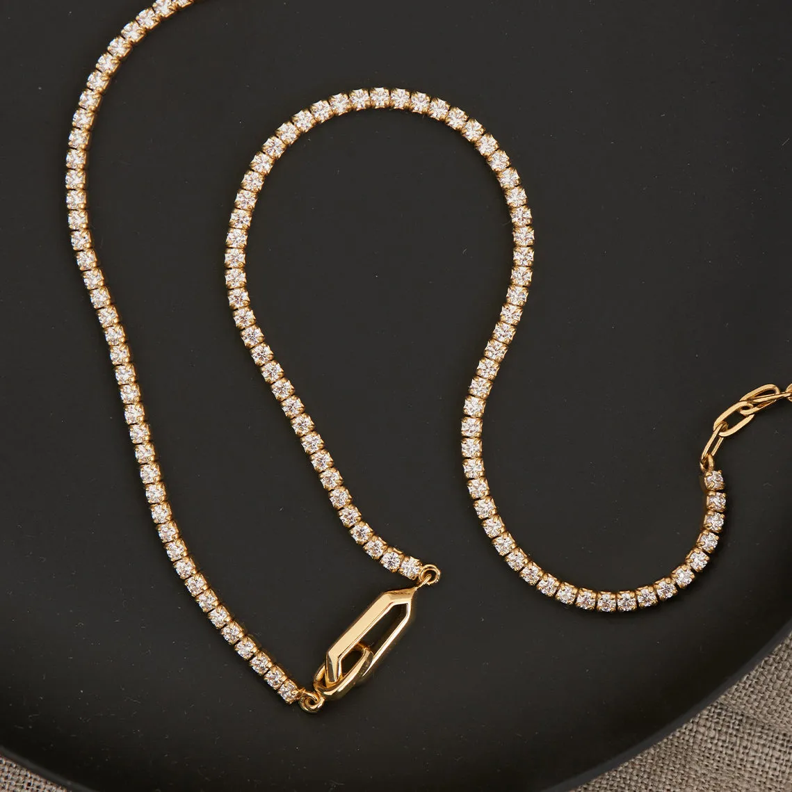 Gold Sparkle Chain Interlock Necklace