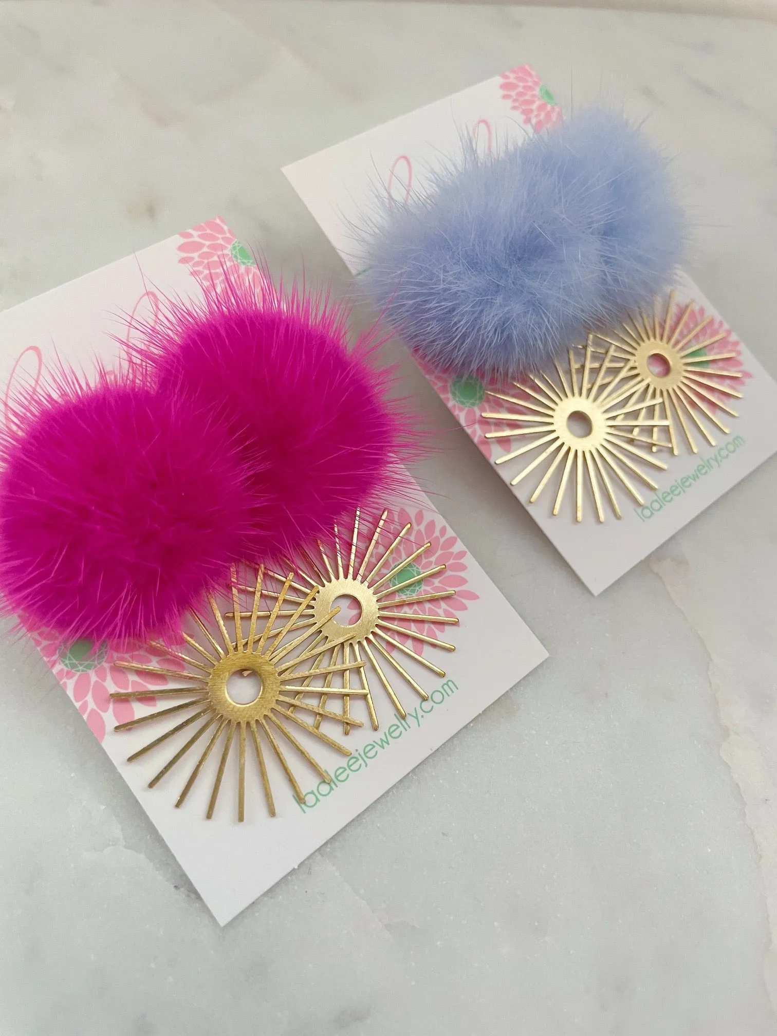 Gold Sunburst Fur Earrings