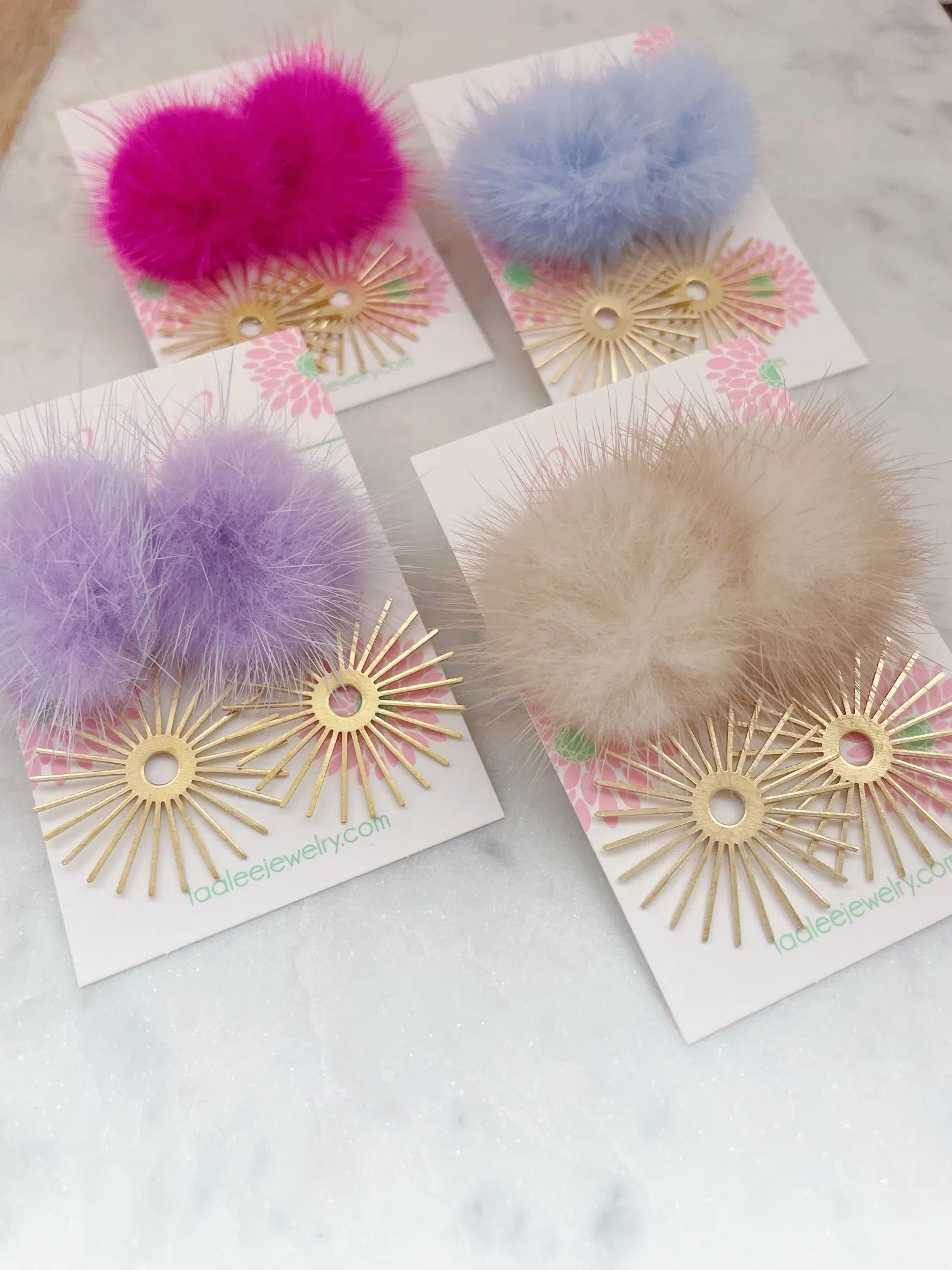 Gold Sunburst Fur Earrings