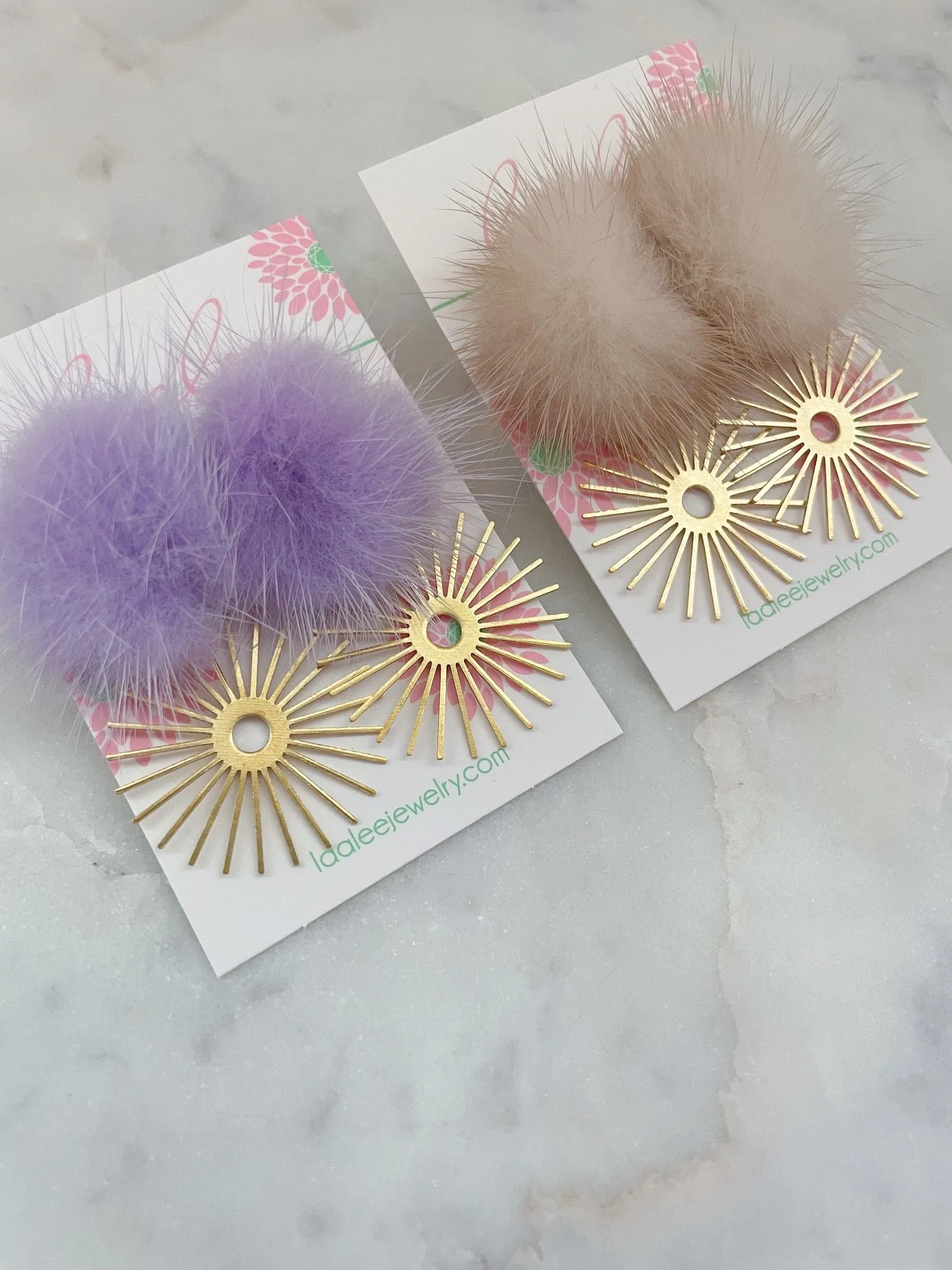 Gold Sunburst Fur Earrings