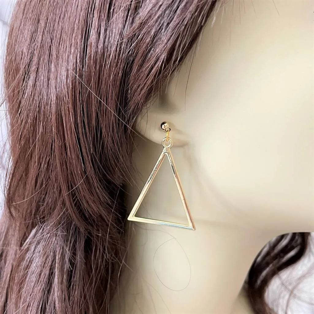 Gold Triangle Post Earrings