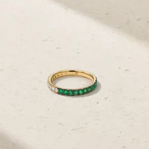 Half and Half Emerald and Diamond Thread Ring