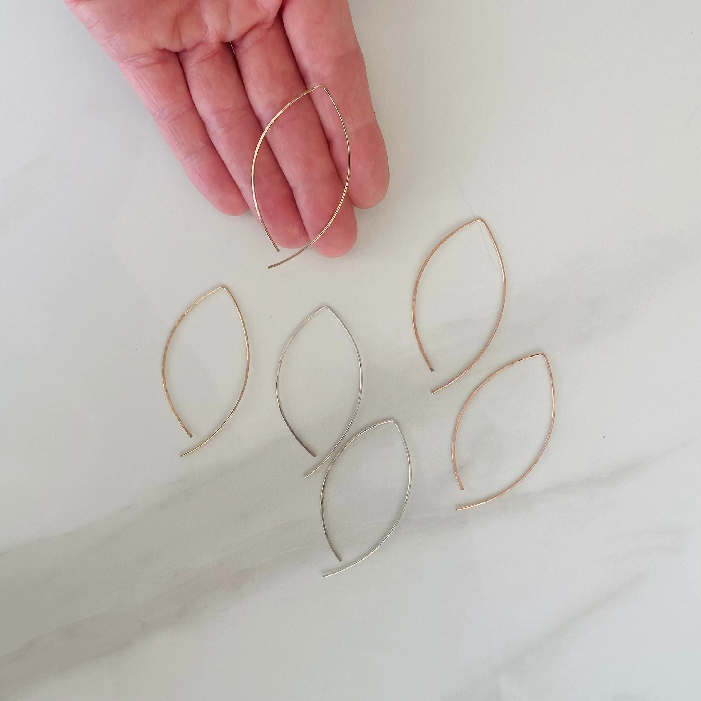 Hammered Leaf Hoop Earrings