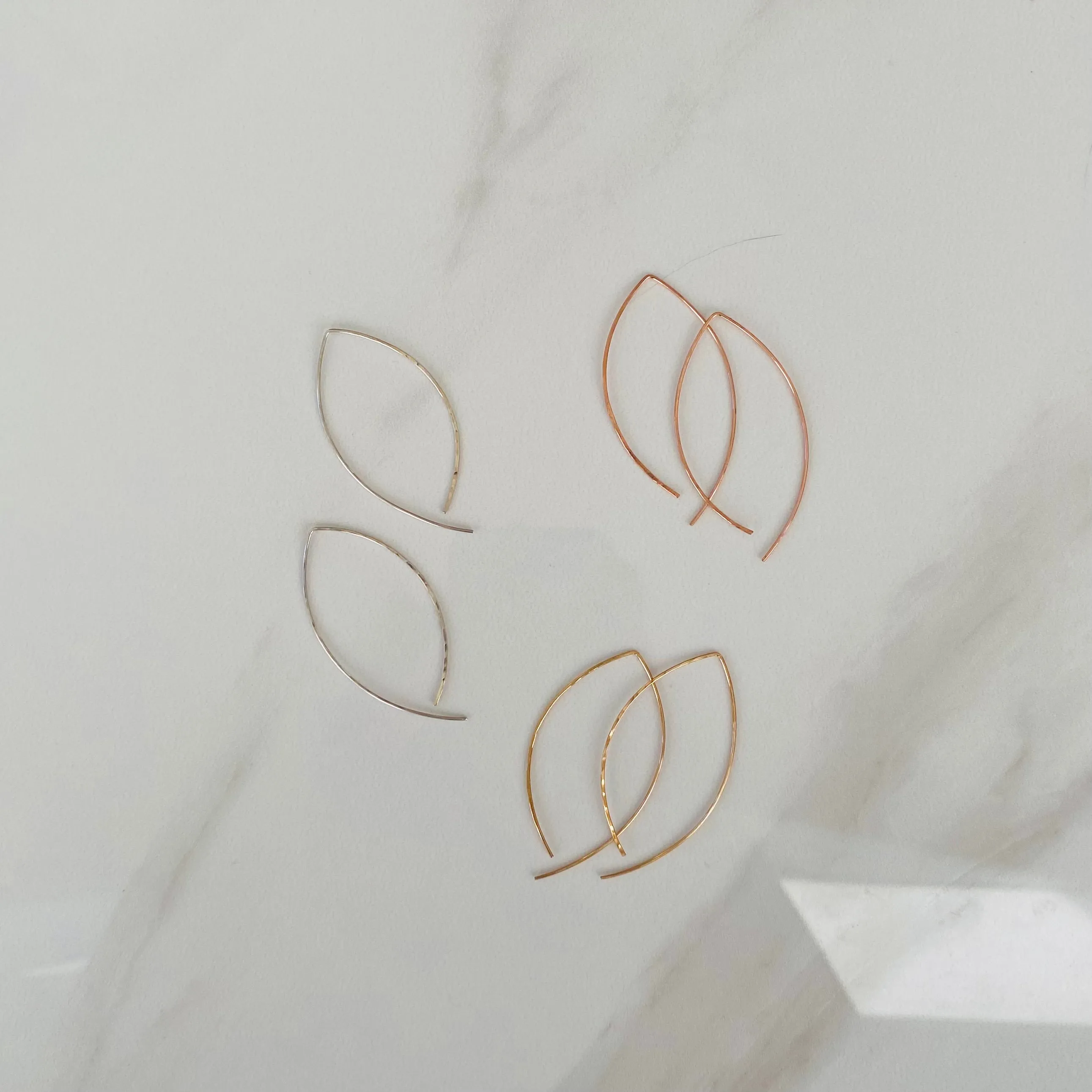 Hammered Leaf Hoop Earrings