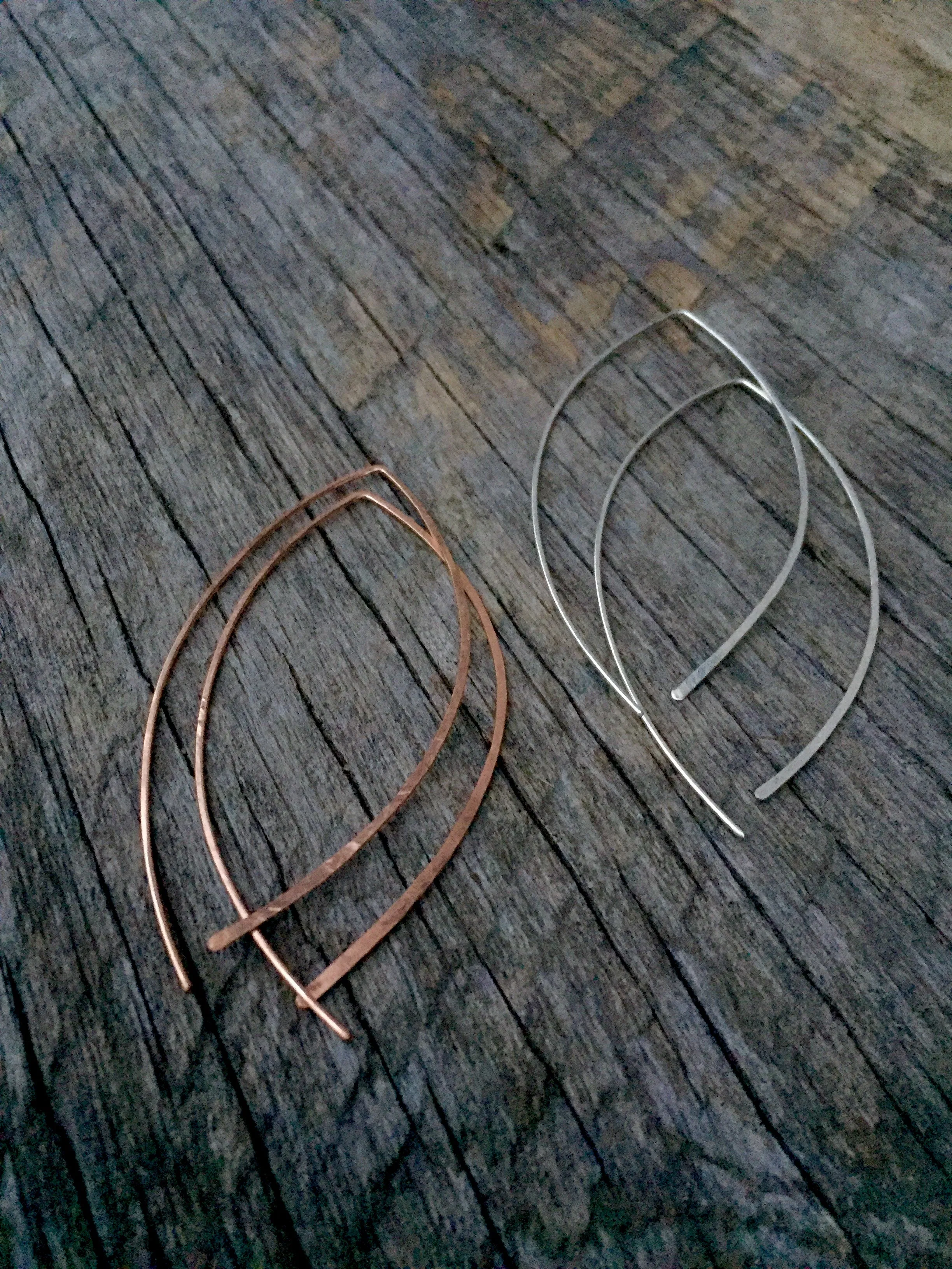 Hammered Leaf Hoop Earrings