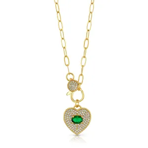 HEART EMERALD CZ CLASP NECKLACE