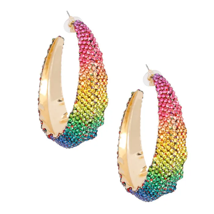 Hoops Color Ombre Bling Earrings for Women