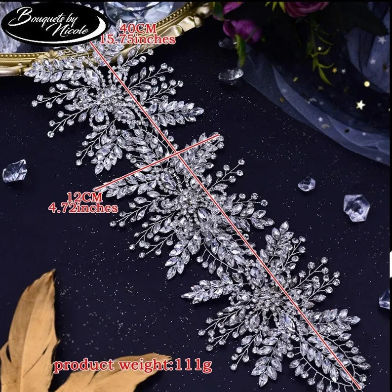 HP-0013 Swarovski Crystals l Rhinestone l Vintage l Bridal Vine Hairpiece l Brooches l Bridesmaids l Hair Comb l Tiara l Crown l Quinceanera