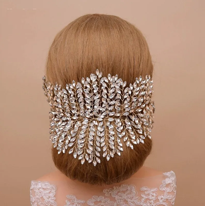 HP02380 - Swarovski Crystals l Rhinestone l Vintage l Bridal Vine Hairpiece l Tiara l Crown