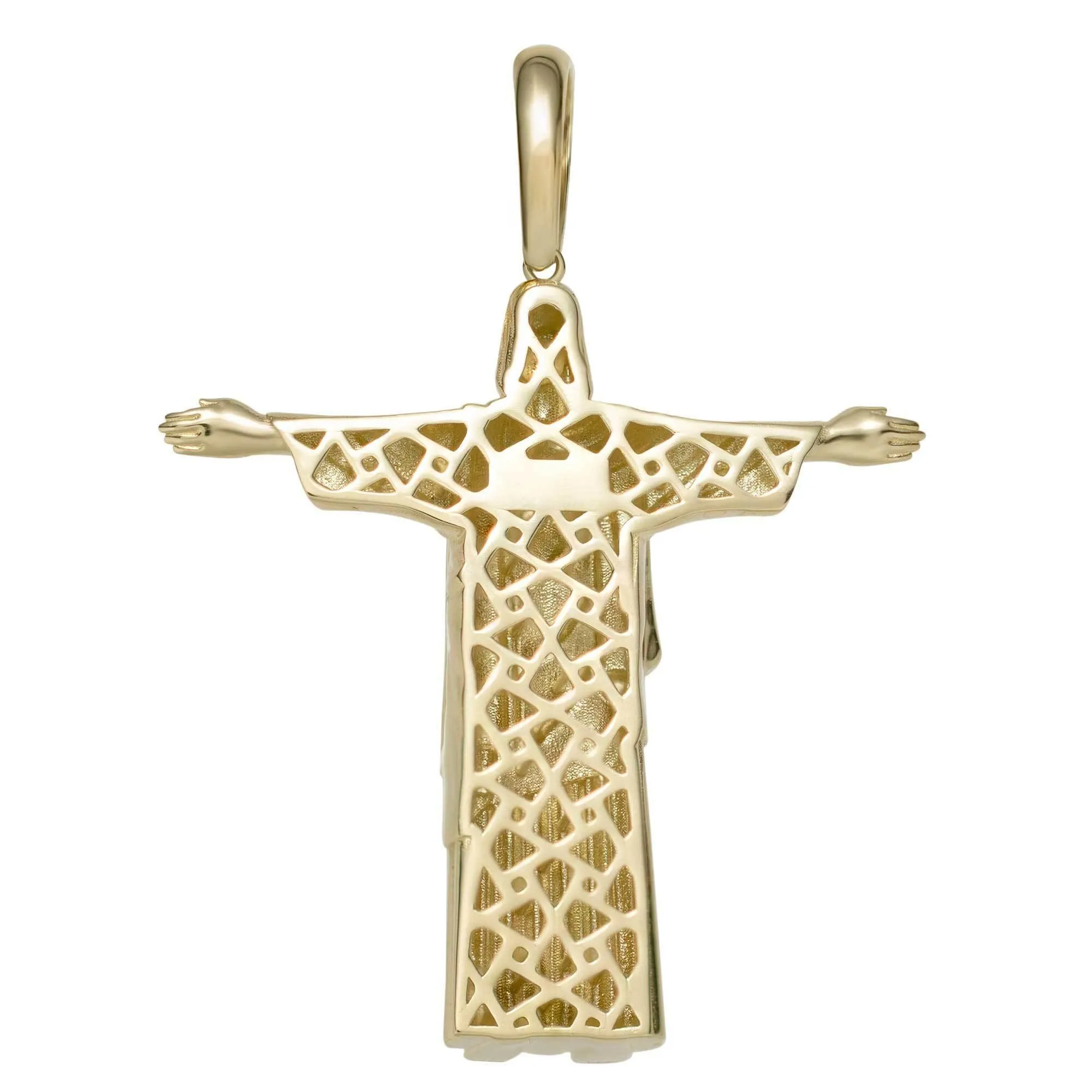 Jesus Christ the Redeemer Pendant Solid 14K Yellow Gold