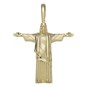 Jesus Christ the Redeemer Pendant Solid 14K Yellow Gold