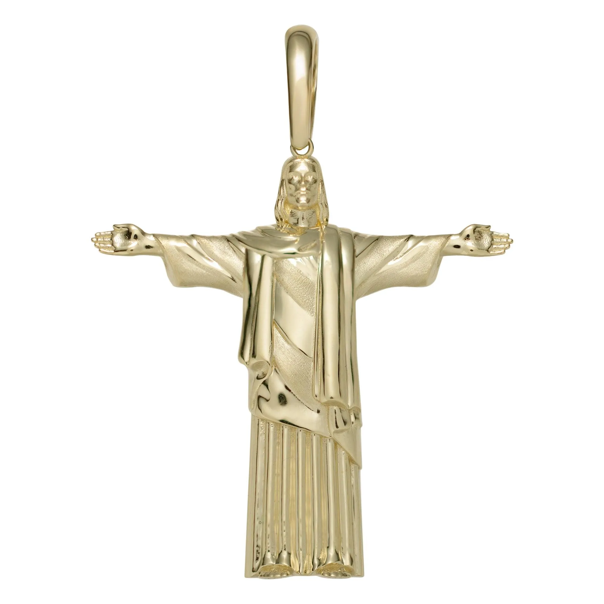 Jesus Christ the Redeemer Pendant Solid 14K Yellow Gold