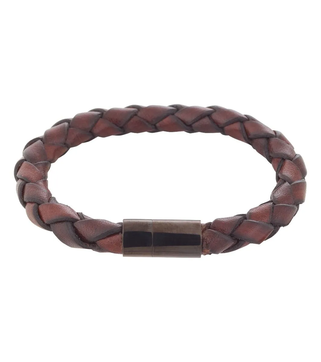 John Men's Leather Bracelet, Dark Brown