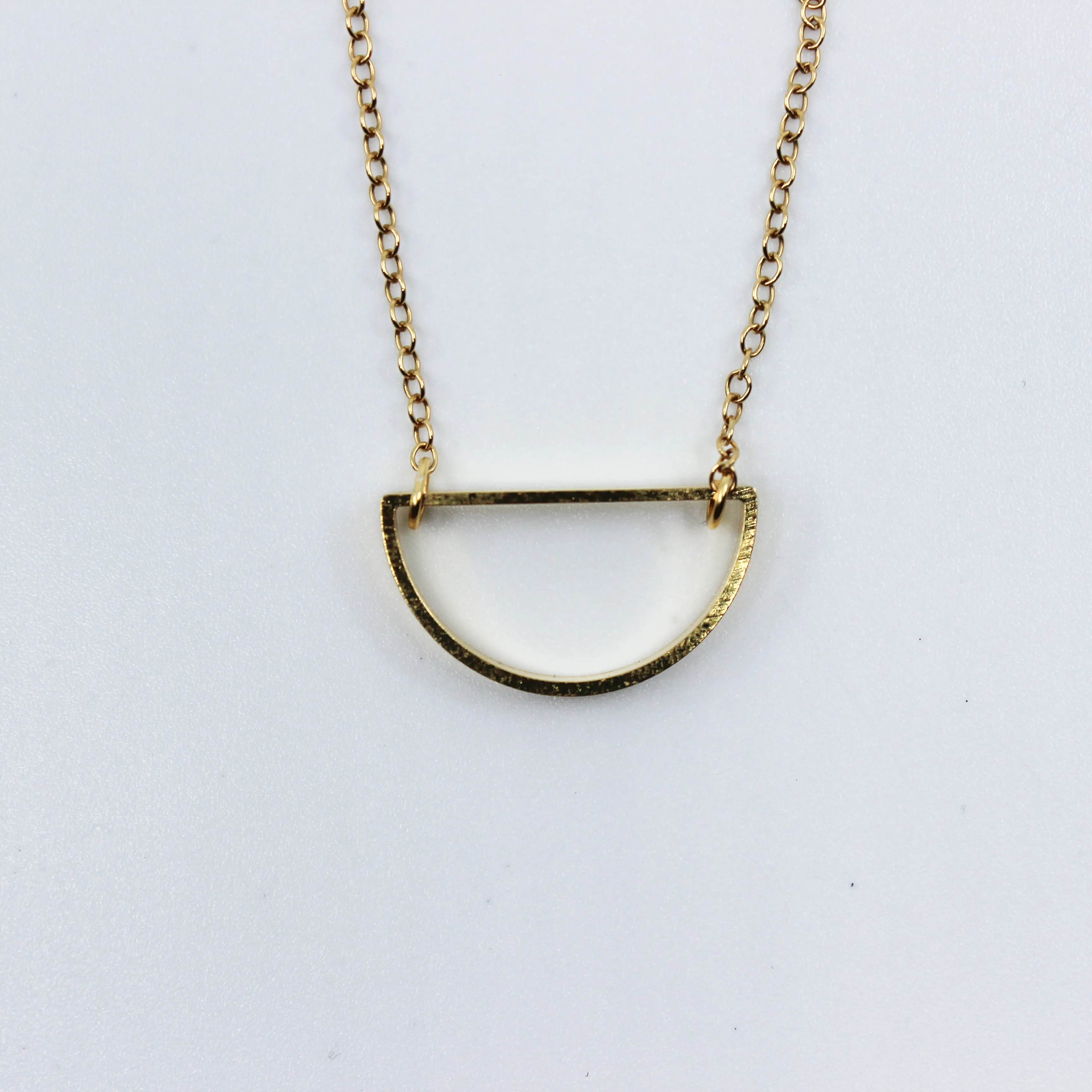 Just a Bit Off // Half Circle Geo Necklace, Gold or Silver Chain, Off Center Necklace // BH-N008