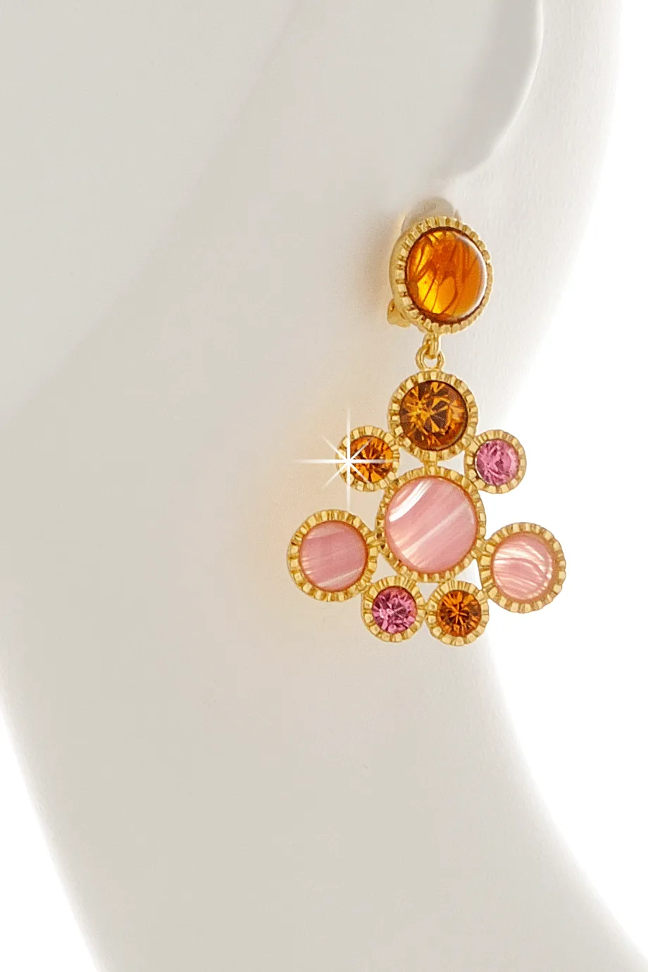 KENNETH JAY LANE AVA Gold Topaz Drop Clip Earrings