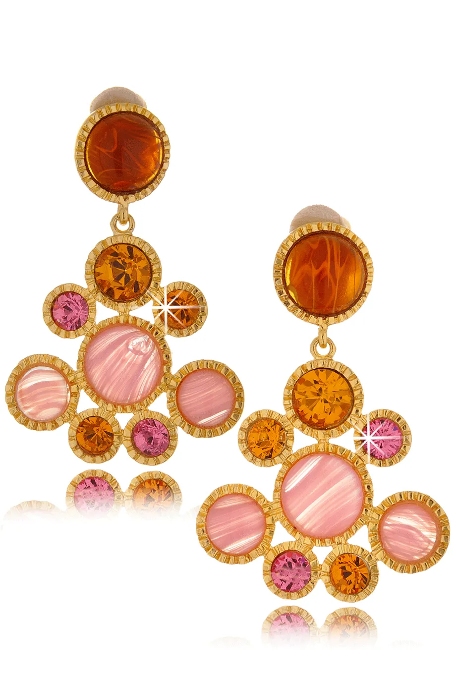 KENNETH JAY LANE AVA Gold Topaz Drop Clip Earrings