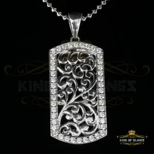 King of Bling's White 925 Sterling Silver DESIGNER Frame Pendant With 2.64ct Cubic Zirconia