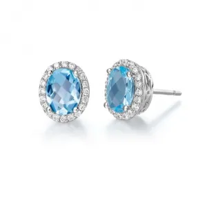 Lafonn Sterling Silver Blue Topaz and Simulated Diamond Earrings (96849)