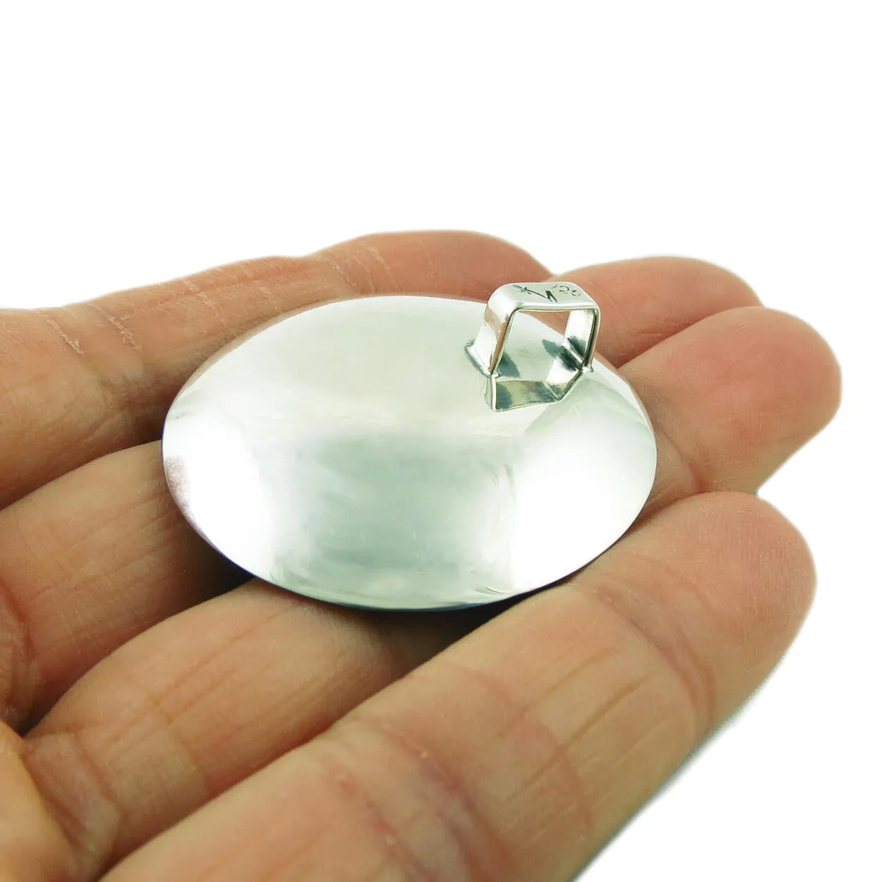 Large Modern Sterling Silver Circle Pendant