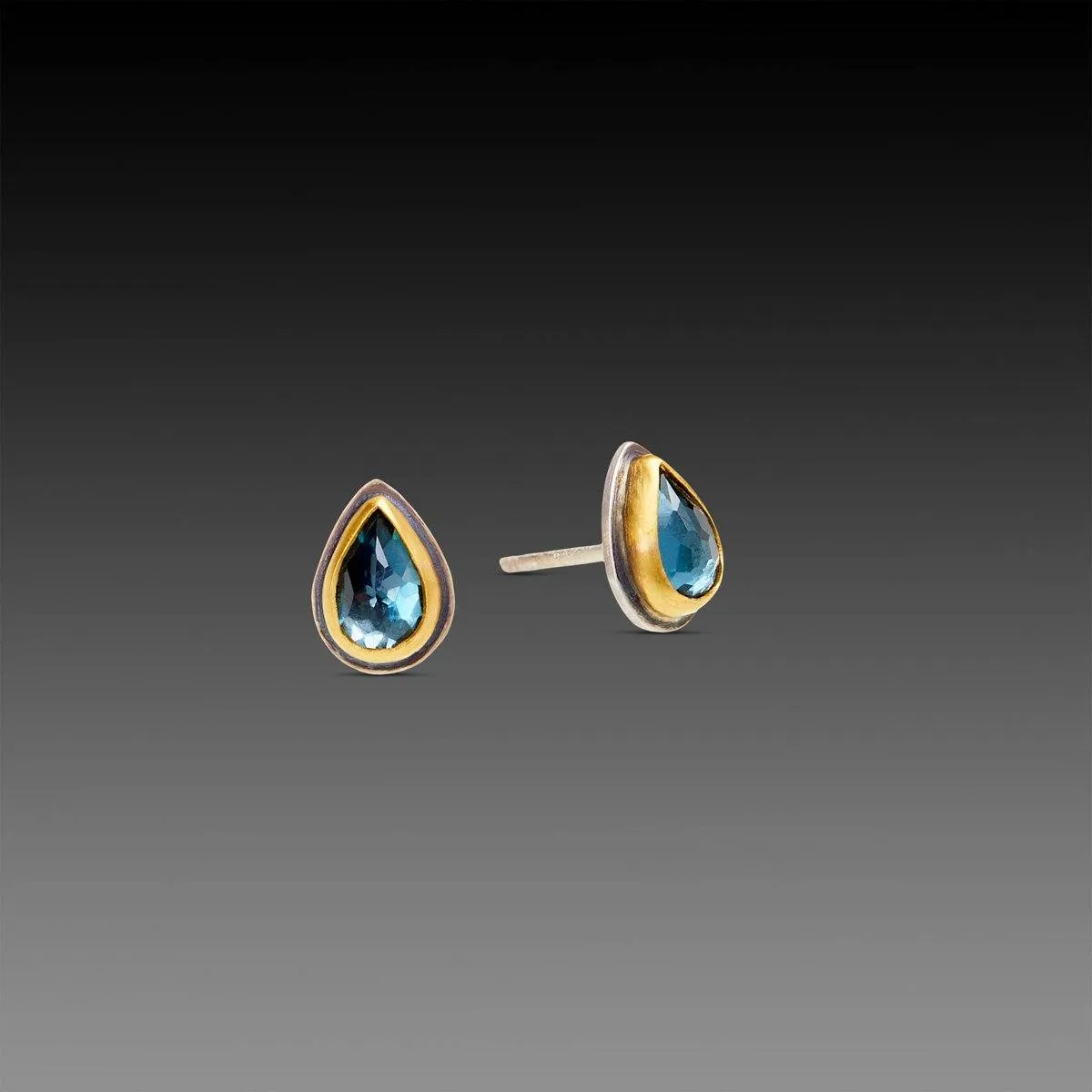 London Blue Topaz Teardrop Stud Earrings