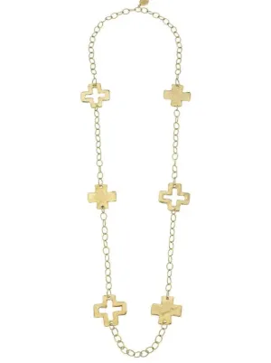 Long Cross Chain Necklace in Gold by Susan Shaw