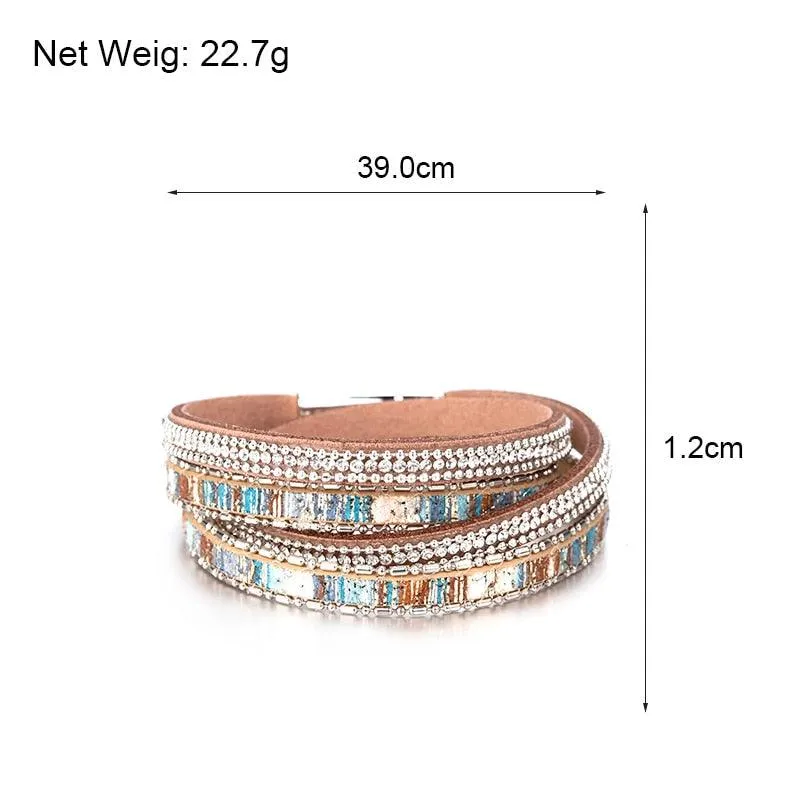 'Maali' Rhinestones Wrap Bracelet - silver