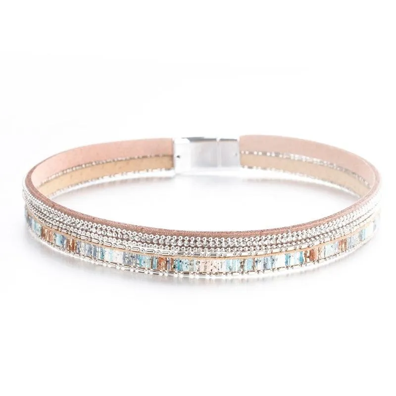 'Maali' Rhinestones Wrap Bracelet - silver