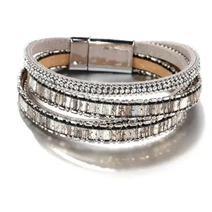 'Maali' Rhinestones Wrap Bracelet - silver