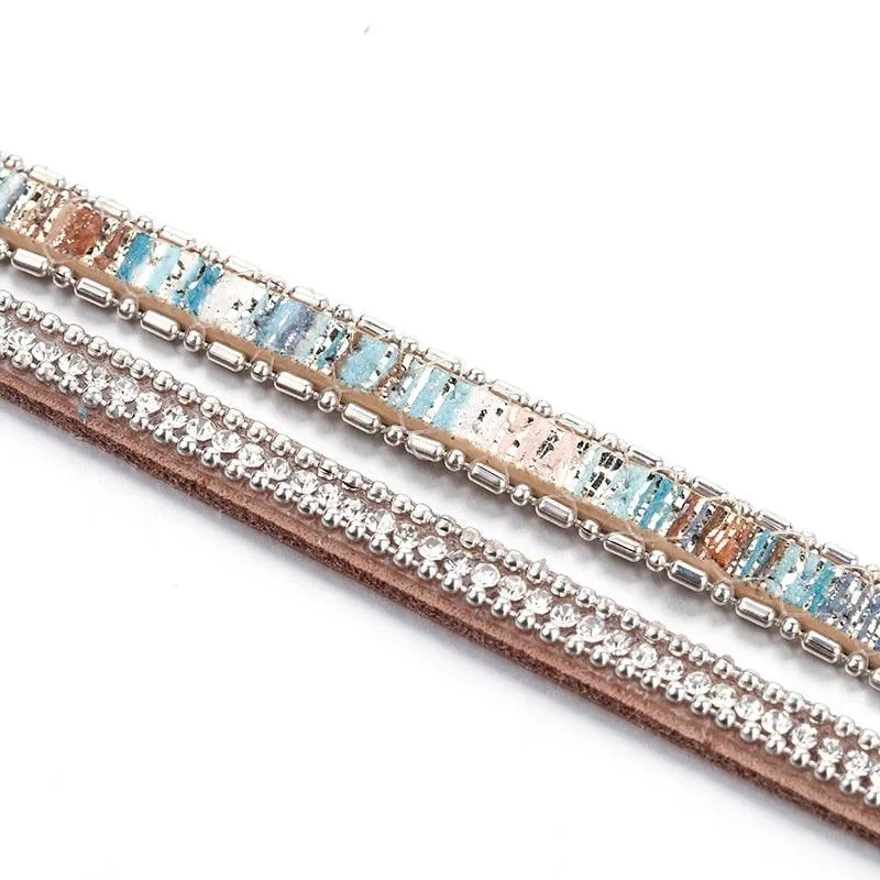 'Maali' Rhinestones Wrap Bracelet - silver