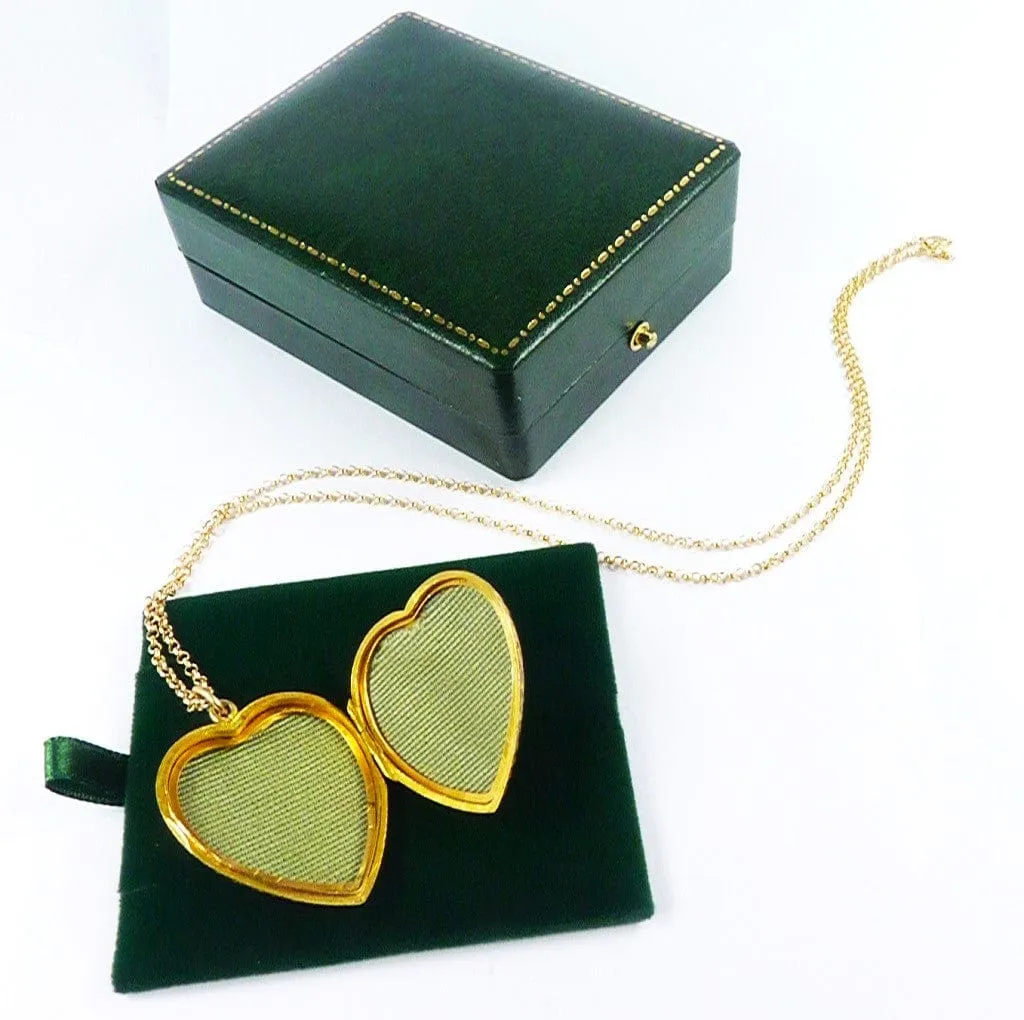 Magnificent Hallmarked Gold Edwardian Large Heart Locket Necklace