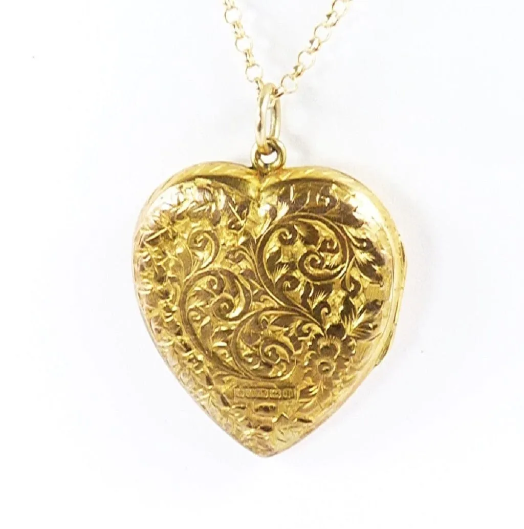 Magnificent Hallmarked Gold Edwardian Large Heart Locket Necklace