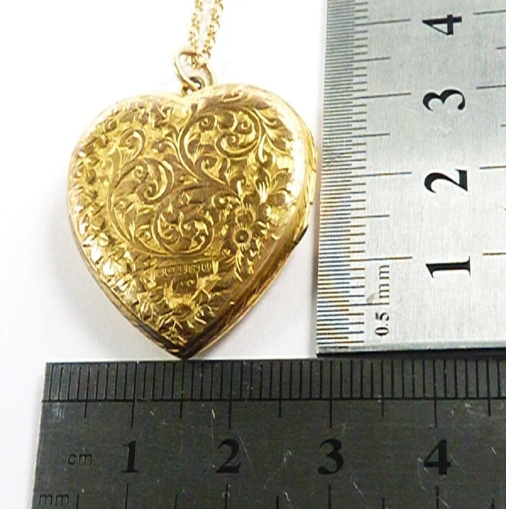 Magnificent Hallmarked Gold Edwardian Large Heart Locket Necklace