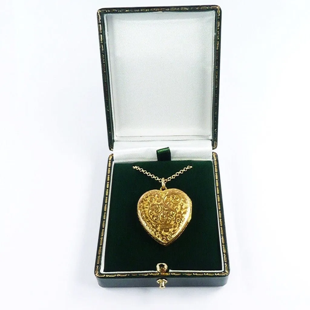 Magnificent Hallmarked Gold Edwardian Large Heart Locket Necklace