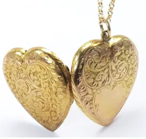 Magnificent Hallmarked Gold Edwardian Large Heart Locket Necklace