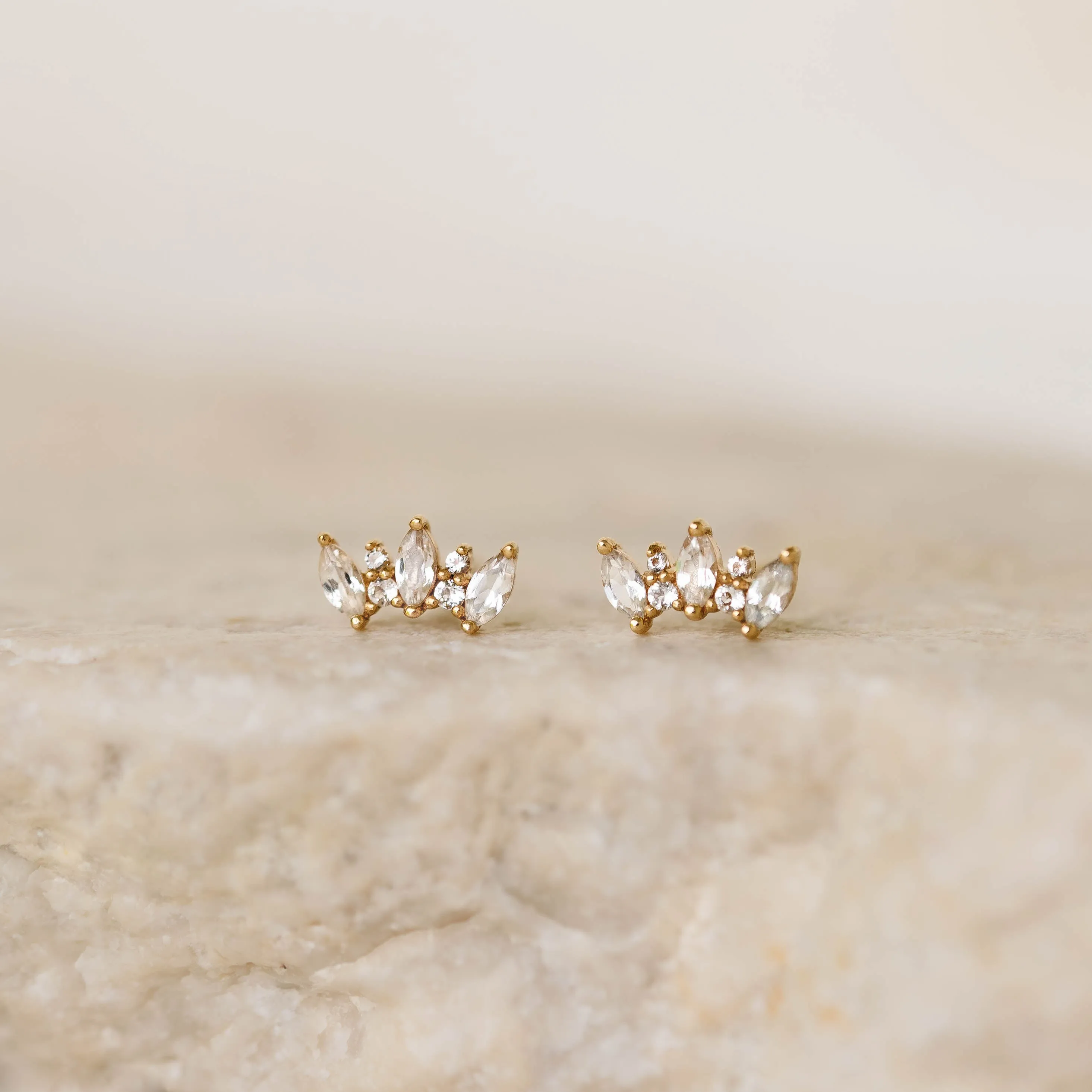 Marquise Cluster Gemstone Stud Earrings - Lykke