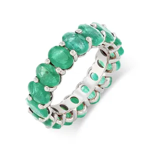 MEN'S EMERALD OVAL ETERNITY BAND