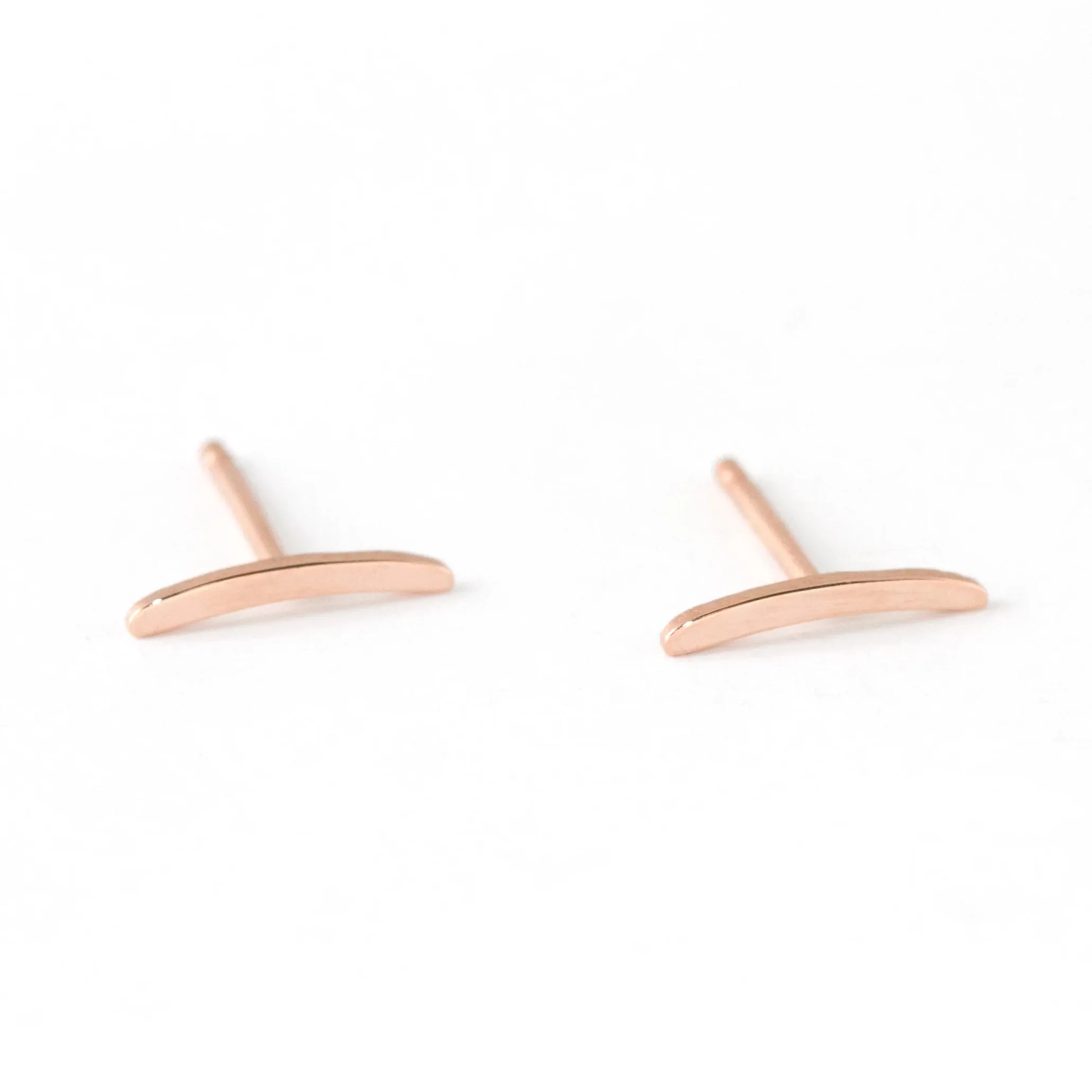 Mini Wave Stud Earrings – 14k Rose Gold