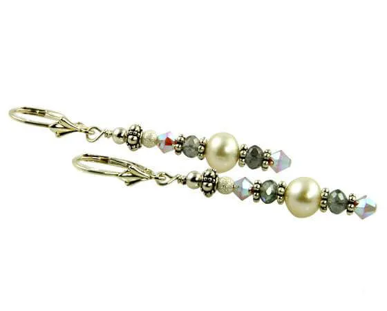 Mystic Topaz Gemstone Pearl Earrings