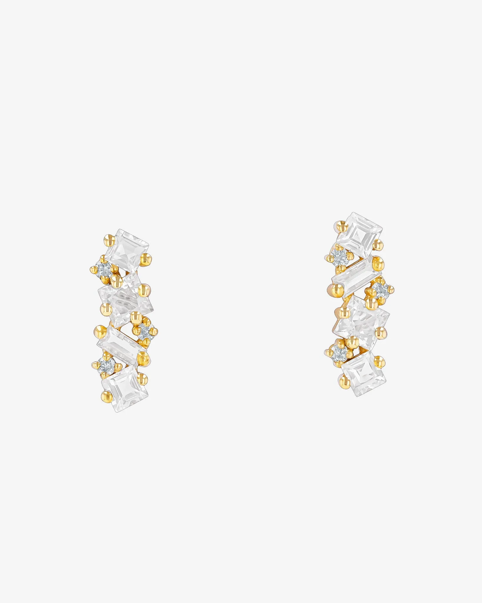 Nadima White Topaz Bar Studs